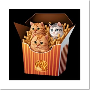 Cats in a Fries Box Posters and Art